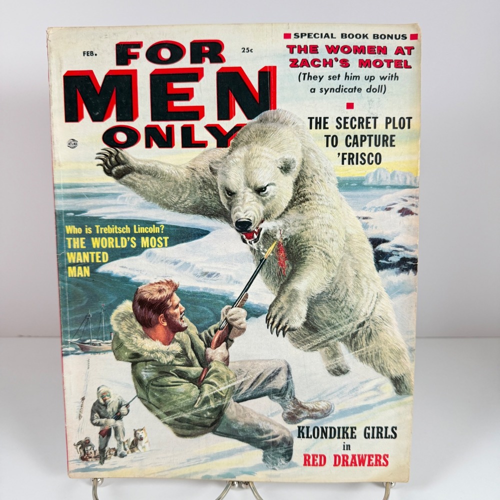 For Men Only Magazine Feb 1957 Polar Bear Cover Vintage Pulp Adventure Vol 4